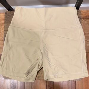 High-Waist Cream Camel Women's Active Shorts